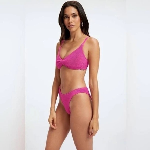 Good American Women’s Always Fit Bikini - Twisted Top & Good Waist Bottom Pink 0 - Picture 7 of 12